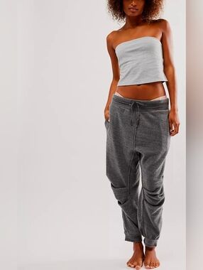 Free People Day Off Fleece Joggers Washed Gray Size Large Soldout*NWT$78